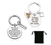 LEEQ Portachiavi idee regalo - 2Pcs collega Portachiave regalo collega donna uomo colleghe amicizia Porta chiavi regalo per colleghi che va via grazie pensione regali per colleghe amica maestra