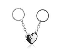 LEEQ Portachiavi per Coppie - Portachiavi gatto bianco e nero, Regalo per Fidanzato, Fidanzata, Moglie, Marito, Natale, San Valentino, Regalo di Compleanno, Matrimonio, Portachiavi dell'amicizia
