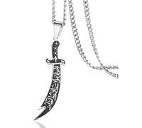 LEEQBCR 1 pcs Collana con spada per uomini e donne Zulfiqar Spada Collana Imam Ali Zulfiqar Ciondolo Arabo Rune Islamico Musulmano Gioielli Talismano Amuleto Regalo Religioso