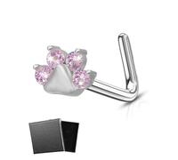 LEEQBCR 1 PCS Piercing al naso con zirconi a forma di artiglio d'orso, Piercing per naso in titanio massiccio G23, 20 g, a forma di S, in argento Sterling, piercing per narice, Titanio