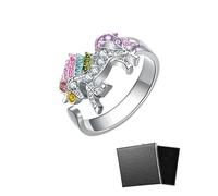 LEEQBCR 1 pezzo Anello di unicorno arcobaleno con strass di apertura regolabile Cartoon Unicorn Ragazze Anello, Regalo per figlia, nipote, figlia di un amico(rosa)