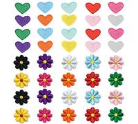 LEEQBCR 40pcs toppe termoadesive per vestiti, motivo: margherita, a forma di cuore, colorate per abbellimenti e riparazione, decorazione, fai da te