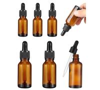 LEEQBCR 6 Pezzi Ambrato Bottiglie Contagocce Pipette Contagocce Boccette con Pipetta Marrone Contagocce Vetro con Imbuti, Tappo Nero per Laboratorio,Aromaterapia,Olio Essenzial（5ml/10ml）