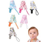 LEEQBCR 6 Pezzi Ciuccio Catena per Bambini, Catenella Porta succhietto Ciuccio Clip Adattatore per Neonato per Nascita Battesimo Baby Compleanno Natale Regalo