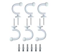 LEEQBCR 6 pezzi Tenda del Gancio U Holder in Lega di Zinco Ganci Fermatende Decorativi con Spina di Espansione da Porta Parete per Tenda Vestiti Chiave Ganci Bianco, con Parti di Fissaggio in plastica