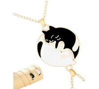 LEEQBCR Set da 2 collane Amicizia tra gatti, collane BFF per migliori amiche, ciondoli bianchi e neri, gioielli di coppia, idea regalo