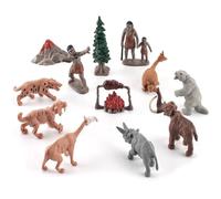 LeeQinersw 12 Pezzi Statua Preistorica Set Figurine Animali Accessori Diorama Paesaggio Antico in Pvc con Dettagli Modellati E Pittura Resistente Adatto per