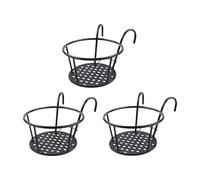 LeeQinersw 3 Cestini Sospesi per Il Titolare del Pianta di Ringhiera Design Rotondo per Home Office, Nero