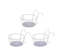 LeeQinersw 3 Cestini Sospesi per Il Titolare del Pianta di Ringhiera Design Rotondo per Home Office, Bianco