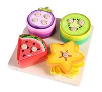 LeeQinersw Activity Set Giocattolo Educativo Torre a Incastro Gioco di Infilaggio Gioco di Impilamento Legno con Vernice a Base d'Acqua per Allenare Motricità, Frutta