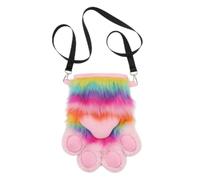 LeeQinersw Borsa a Tracolla Peluche Zampa Arcobaleno Borsetta Pochette Clutch Compatta Leggera Custodia per Cosmetici Piccoli E Smartphone Zip Sicura Adatta a Gite in Città Turismo Tempo Libero