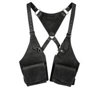 LeeQinersw Borsa da Petto con Imbracatura Regolabile Ergonomico Borsa da Petto in Pelle Compatto per Appassionati di Rievocazioni Storiche, Cosplay, Festival, Nero