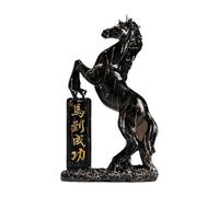 LeeQinersw Cavallo Statue in Resina Ornamento Decorativo Animale Artigianato Cinese per Esprimere Desideri di Successo E Felicità Adatta per Libreria Salotto Reg, Nero