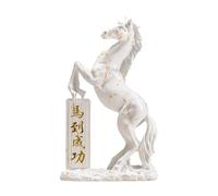 LeeQinersw Cavallo Statue in Resina Ornamento Decorativo Animale Artigianato Cinese per Esprimere Desideri di Successo E Felicità Adatta per Libreria Salotto Reg, Bianco