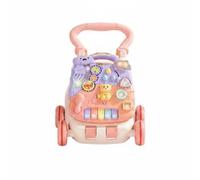LeeQinersw Children Learning Passeggino Deambulatore Educativo Centro Gioco 2 in 1 con Pannello Luci Musica Tasti Piano Regolazione Andatura, Pink Piano Table