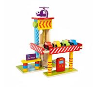 LeeQinersw Children Parcheggio Gioco Parcheggio Garage Auto Bambini Legno Ascensore Manuale Rampa Helipad Struttura Realistica Adatto per Simulazione, M-Parcheggio Piccolo