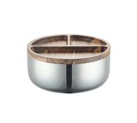 LeeQinersw Ciotola in Acciaio Inox Legno Compatto Frutta con Vassoio Argento Servizio da Tavola per, L, Con Coperchio