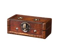 LeeQinersw Contenitore Decorativo con Borchie in Metallo Rustico Scatola di Legno con Borchie Patinato Scrigno in Metallo per Scrivania, Comò, 6047a-01