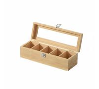 LeeQinersw Contenitore Gioielli Scatola Organizer Cassettina Vano con Coperchio Acrilico Trasparente in Legno con Design a Scomparti per Visibili E in, 30x10x9 Cm
