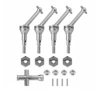 LeeQinersw Cvd Drive Shaft Albero Trasmissione CVD Semiassi Assale RC Giunto Universale Metallo Ferro Trattato Potenza Fluida 65mm Precisione CNC Compatibile, SET, Argento+Titanio