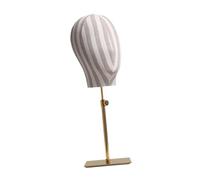 LeeQinersw Espositore Regolabile in Altezza per Testa di Manichino, Supporto per Modelli per Accessori per Capelli, Strisce Dorate
