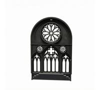 LeeQinersw Finestra Casa Bambola Elemento Miniatura Gotico Pannello Architettonico Decorativo Dettagli Finestra Rose Window Struttura Adatta per Costruzioni, Nero
