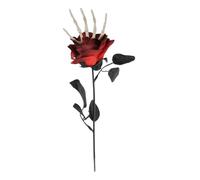 LeeQinersw Fiore Finto Halloween Rosa con Mano Scheletro Decorazione Realistica per Bouquet Gotico per Feste Addobbi per Casa Adatta per Party Matrimoni a Tema, Rosso
