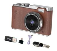 LeeQinersw Fotocamera Digitale Portatile CCD Giocattolo 11,7x6,4x2,9 cm con Luce di riempimento Integrata per Studenti Principianti Schermo Versatile 4K 48 MP, Marrone Scuro