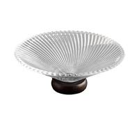 LeeQinersw Fruttiera in Vetro Trasparente Su Piedistallo di Legno Raffinata per Frutta Verdure Snack E Pane Portavivande Da Tavolo per Soggiorno Cucina Festa Cas, Banda