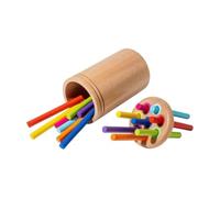 LeeQinersw Giocattolo Child-Centered in Legno di Faggio Resistente Gioco Mento con Aste Colorate e Contenitore Cilindrico Ideale Come