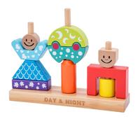 LeeQinersw Giocattolo con Pioli e Forme da Impilare Educativo Set di Blocchi Geometrici in Legno con Espressioni Impilabile per Sale Gioco Prescolari