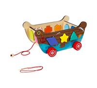 LeeQinersw Gioco di abbinamento di forme in legno, gioco interattivo per lo sviluppo della motricità fine, carrello da tirare, di infilare perline per bambini, con La Geometria