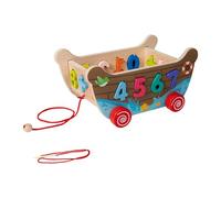 LeeQinersw Gioco di abbinamento di forme in legno, gioco interattivo per lo sviluppo della motricità fine, carrello da tirare, di infilare perline per bambini, con Numero