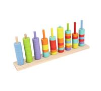LeeQinersw Gioco impilabile in legno per l'ordinamento dei colori, anelli impilabili arcobaleno, coordinazione occhio-mano, gioco di conteggio per bambini in, 7 Colori