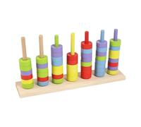 LeeQinersw Gioco impilabile in legno per l'ordinamento dei colori, anelli impilabili arcobaleno, coordinazione occhio-mano, gioco di conteggio per bambini in, 5 Colori