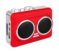 LeeQinersw Lettore di Cassette, convertitore da Cassetta a MP3, Controllo del Volume USB con Jack per Auricolari, Doppio Altoparlante Stereo per Uso Domestico, Rosso