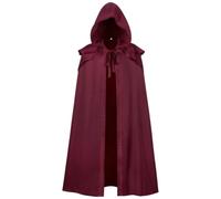 LeeQinersw Mantello Gotico Cappuccio Mantello Cappotto Cappa Lunga con Chiusura a Laccio E Spalle Stratificate in Tessuto da Divisa per Trasformazione Scenica, Rosso, M