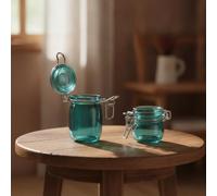 LeeQinersw Miniatura Barattolo Cucina Conservazione Accessorio Contenitore con Chiusura Plastica Acciaio per Ambientazioni Casa Bambole Esposizione, Verde Vintage