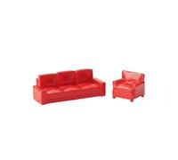 LeeQinersw Miniatura Divano Set Poltroncina Sofà Arredamento Accessorio Modellismo Resina Adatta a Scene per Collezionisti Diorami Salotto Studio Modello, Red