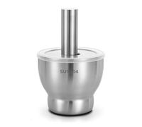 LeeQinersw Mortaio E Pestello Pressa Frantumatore Tritatore Macinino in Acciaio Inox 304 con Coperchio Che Contiene Ingredienti E Base Antiscivolo Gestione, Grande 12.5cm, Tamburo