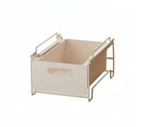 LeeQinersw Organizzatore Profondo per Mobili con Struttura Portante in Acciaio E Contenitore Bianco per Raccoere Oggetti di Uso Comune con Impugnature Laterali, 29.5 X 25 X 16 Cm