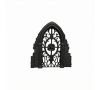 LeeQinersw Pannello Finestra Gotica Ornamento Architettura Parete Traforato Rilievo Centrale Rosa Cornice Laterale Effetto Stile Gotico Adatto per Entrata Soggiorno Muro Decorativo, Nero