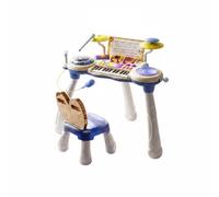 LeeQinersw Pianoforte Elettronico Bambini Tastiera Giocattolo Musicale Percussionedrum Pad Accessorio Canto Esperienze Musicali Interattive Adatto per Compagnia Festa Studio Domestico , Blu