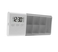 LeeQinersw Portapillole Elettronico Organizzatore Pillole Contenitore Farmaci Dispenser Compresse con 5 Allarmi Sonori E Luminosi Adatto E Viaggi, Grigio