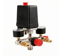 LeeQinersw Pressostato con Manometri Regolabile | Automatico, Gruppo di Comando per Compressore D'compressore, Monofase, Valvola di Controllo Pressione con Manometri