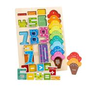 LeeQinersw Puzzle Educativo di Matematica Robusto Tavola Puzzle con Pezzi di Gelato Sicuro Gioco Geometrico in Legno per Bambini Piccoli