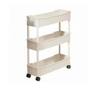 LeeQinersw Scaffale a 3 Ripiani con Ruote | Autoportante, Liscio, Scaffale Organizer Mobile, per Lavanderia, Bianco, 20CM