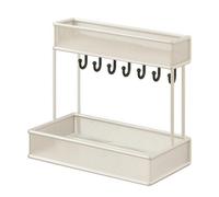 LeeQinersw Scaffale da Tavolo Autoportante Elegante | Salvaspazio, Scaffale a Due Livelli con Ganci, per Scarpiera, Bianco