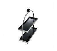LeeQinersw Scaffale Portaoggetti da Banco Scaffale Multilivello Organizzatore da Tavolo Mensola da Appoggio Ripiano da Contatore in Acciaio Inox E Acrilico, Nero, Sfera Nera 2 Livelli