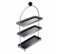 LeeQinersw Scaffale Portaoggetti da Banco Scaffale Multilivello Organizzatore da Tavolo Mensola da Appoggio Ripiano da Contatore in Acciaio Inox E Acrilico, Nero, 3-Tier Black Ball